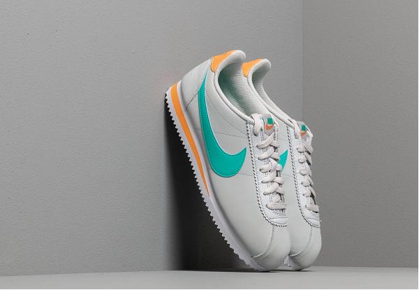 Nike Wmns Classic Cortez Leather Pure Platinum/ Hyper Jade-Fuel Orange