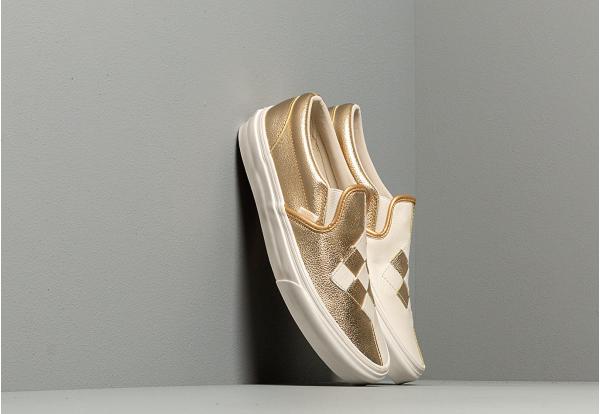 Vans Classic Slip-On (Woven Leather) Brushed Gold