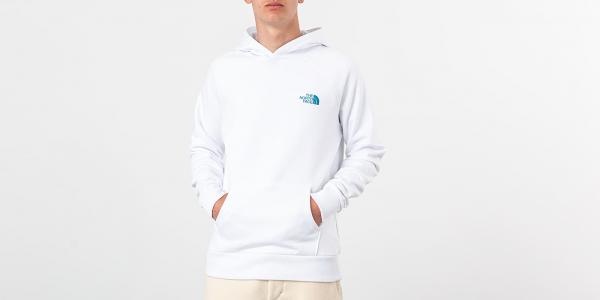 The North Face Raglan Red Box Hoodie White/ Crystal Blue