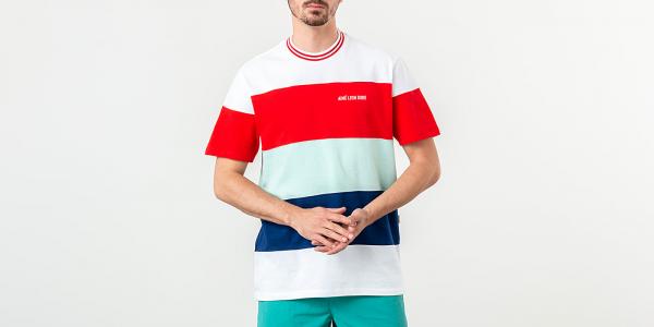 Aimé Leon Dore Striped Ribbed Collar Tee White