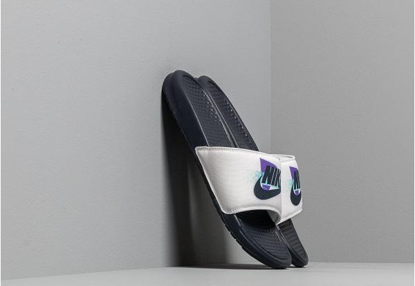 Nike Benassi White/ Obsidian-Hyper Grape-Hyper Jade