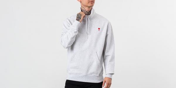 Alexandre Mattiussi Ami De Coeur Half - Zipped Crewneck Heather Grey
