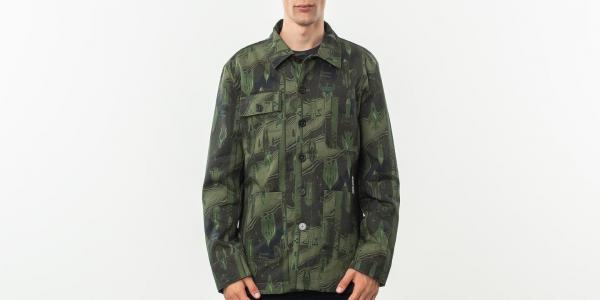 MAISON KITSUNÉ All Over Dream Amplifier Worker Jacket Khaki Print