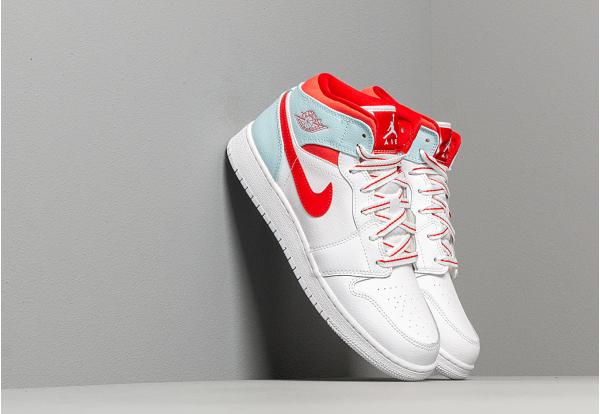 Air Jordan 1 Mid (GS) White/ University Red-Topaz Mist
