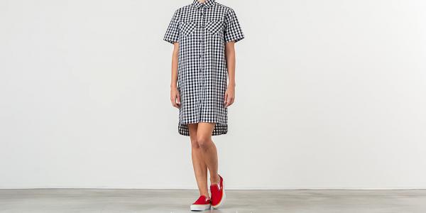 Lazy Oaf Gingham Heart Shirt Dress Black/ White
