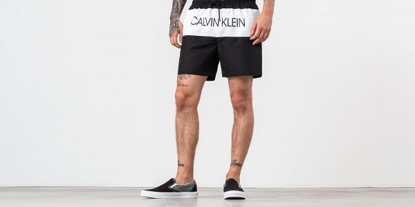 Calvin Klein Drawstring Swim Shorts White/ Black