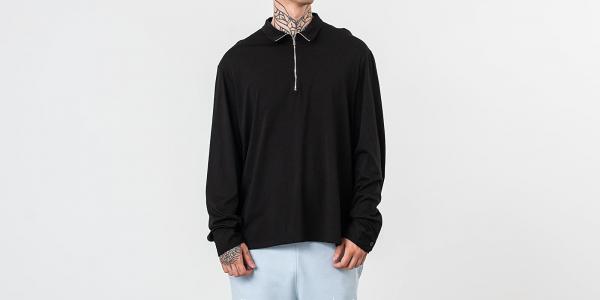 Our Legacy Zip Polo Longsleeve Tee Washed Black