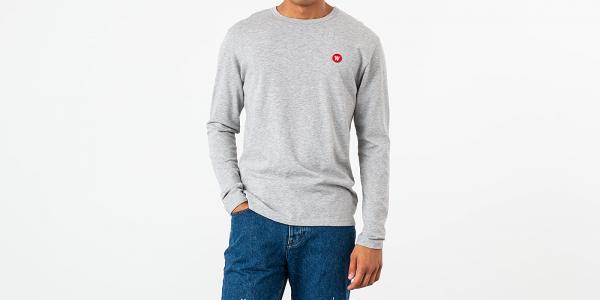 WOOD WOOD Long Sleeve Tee Grey Melange