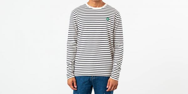 WOOD WOOD Mel Long Sleeve Tee Off White/ Navy Stripes