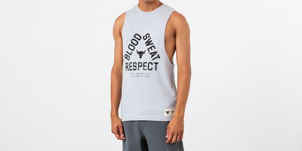 Under Armour Project Rock Blood Sweat Respect Tank Grey