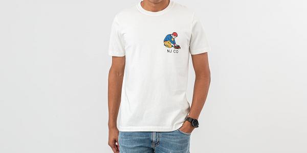 Nudie Jeans Roy Multi Logo Boy Tee Off White