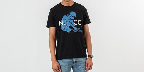 Nudie Jeans Blue Logo Boy Tee Black