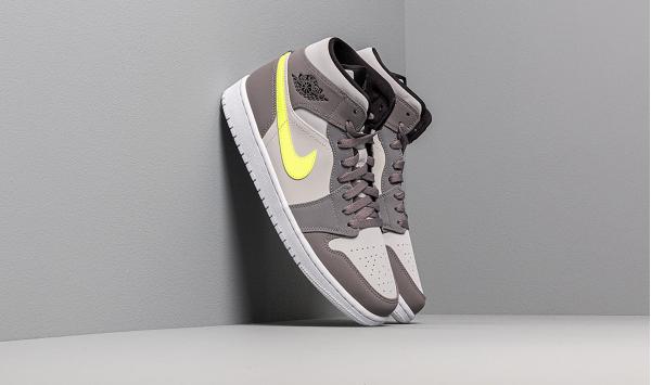 Air Jordan 1 Mid Gunsmoke/ Volt-Neutral Grey-White