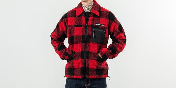 Billionaire Boys Club Fleece Check Zip Shirt Red