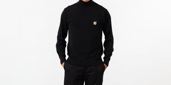MAISON KITSUNÉ Fox Head Patch Turtleneck Black