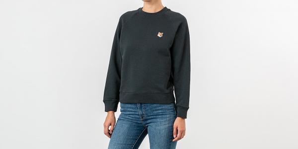 MAISON KITSUNÉ Fox Head Patch Crewneck Forest Green