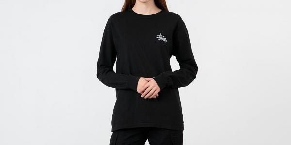 Stüssy Basic Logo Pig Dyed Longsleeve Tee Black