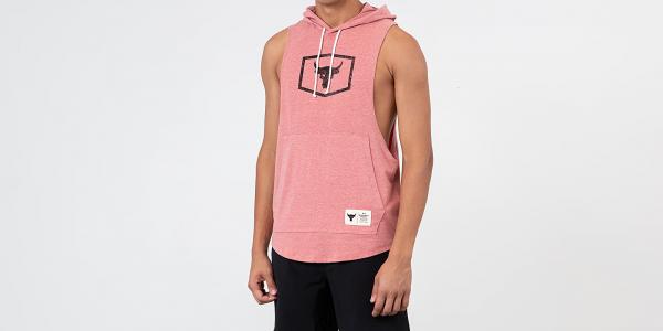 Under Armour Project Rock Sleeveless Hooded Tee Pink