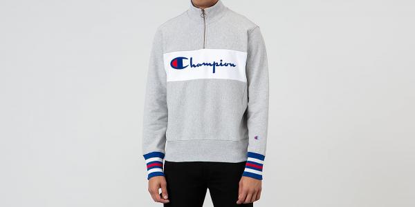 Champion Half Zip Crewneck Grey