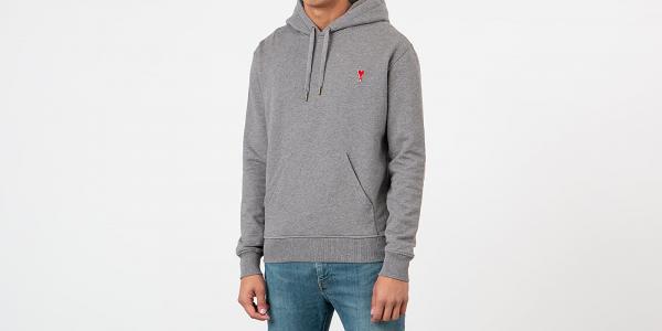 AMI Alexandre Mattiussi De Coeur Hoodie Grey