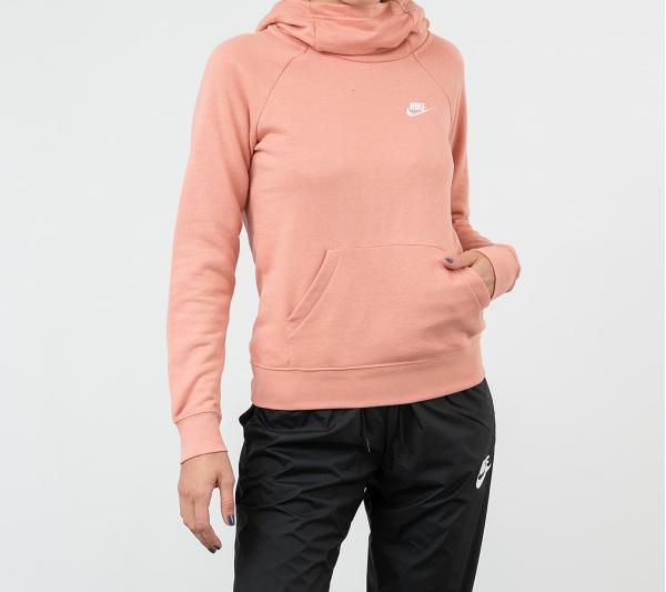 Nike Sportswear Essential Funnel-Neck Fleece Sweatshirt Pink Quartz/ White