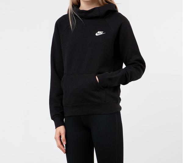 Nike Sportswear Essential Funnel-Neck Fleece Sweatshirt Black/ White