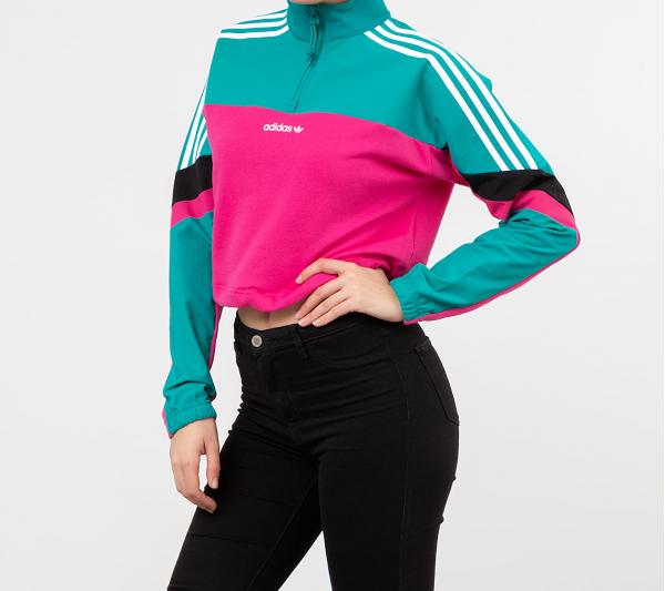 adidas Cropped Half Zip Crewneck Real Magenta/ Black Emerald