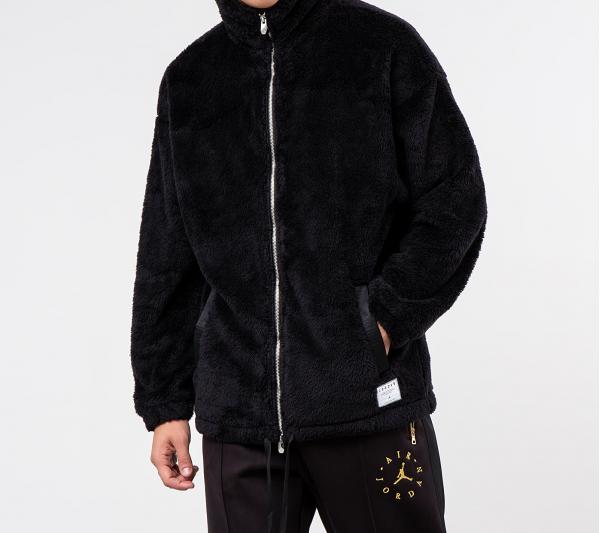 Jordan Black Cat Sherpa Coaches Jacket Black/ Black
