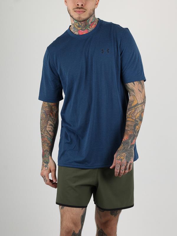 Tričko Under Armour Threadborne Fitted Stripe SS Modrá