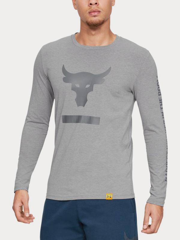 Tričko Under Armour Project Rock Hardest Worker LS T Šedá