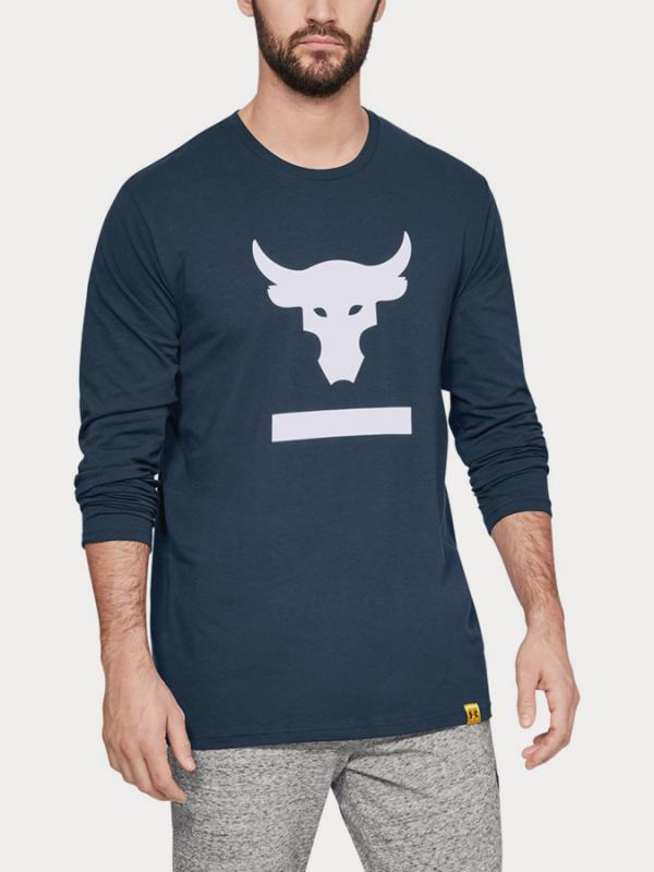 Tričko Under Armour Project Rock Hardest Worker LS T Modrá