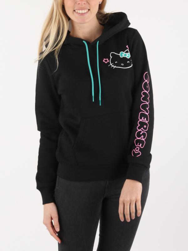 Mikina Converse Hello Kitty Head Po Hoodie Černá