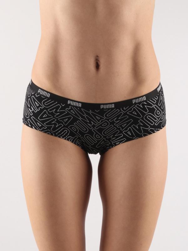 Kalhotky Puma Radical Print Hipster 2 Pack Packed Black Černá
