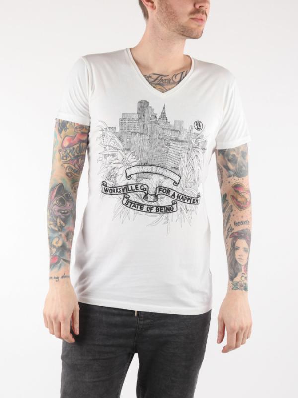 Tričko Diesel REBOOT-DENIM-T-SHIRT MAGLIETTA Bílá