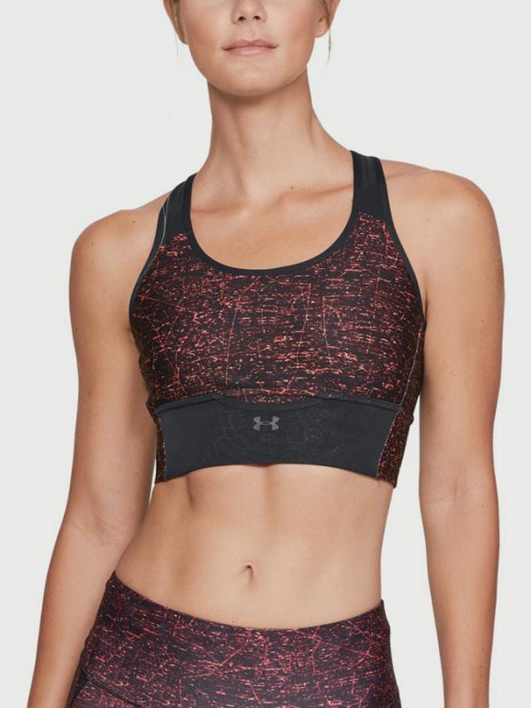 Kompresní podprsenka Under Armour Mid Crossback Clutch Printed Bra Červená