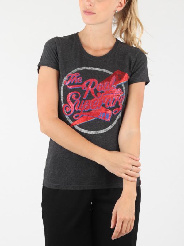 Tričko Superdry The Real Sparkle Entry Tee Černá