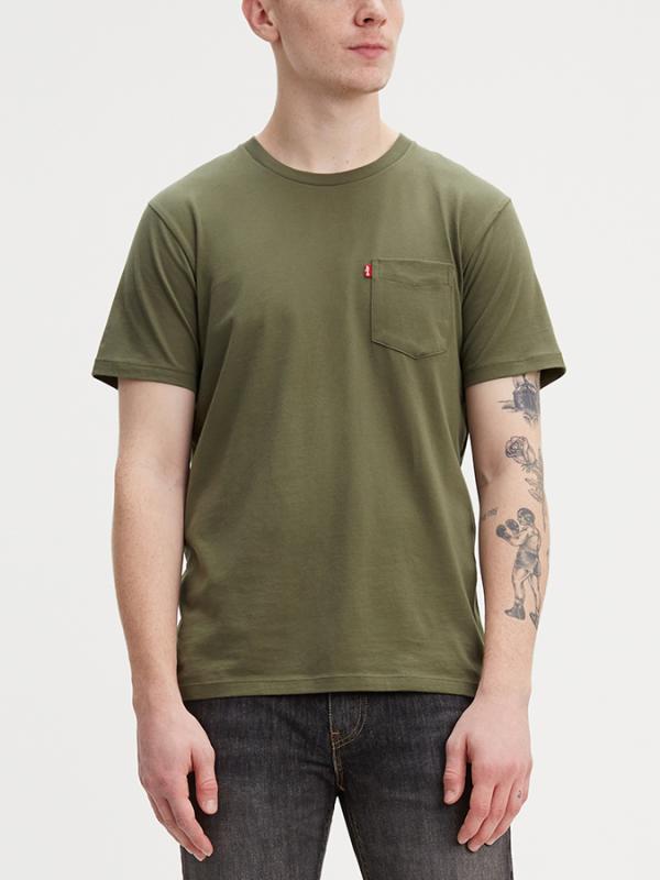Tričko LEVI'S Ss Set-In Sunset Pocket Zelená