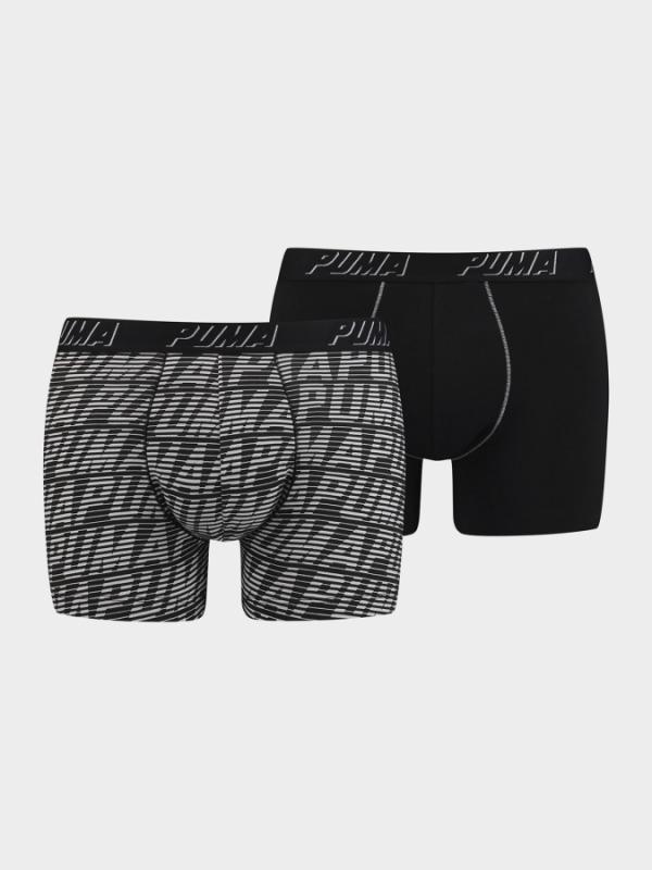 Boxerky Puma Optical Logo Aop Boxer 2 Pack Grey Black Barevná