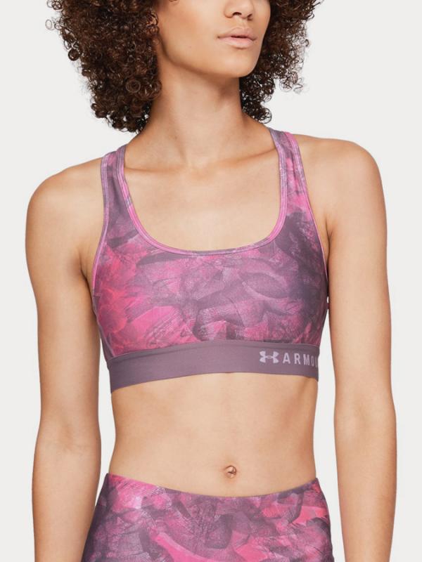 Kompresní podprsenka Under Armour Mid Crossback Printed Bra Fialová