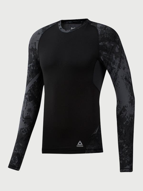 Tričko Reebok Cbt Jacquard Ls Rashguard Černá