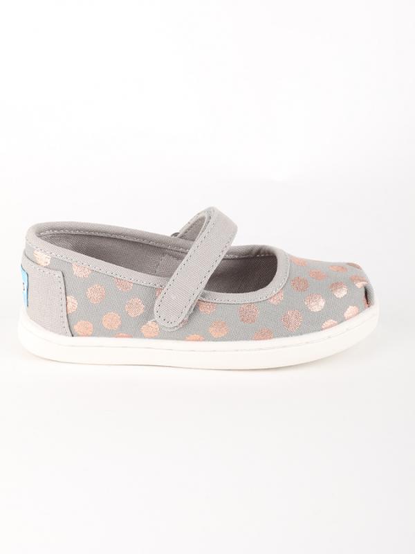 Boty Toms GREY/ROSE GOLD FOIL TN M JANE FLAT Šedá