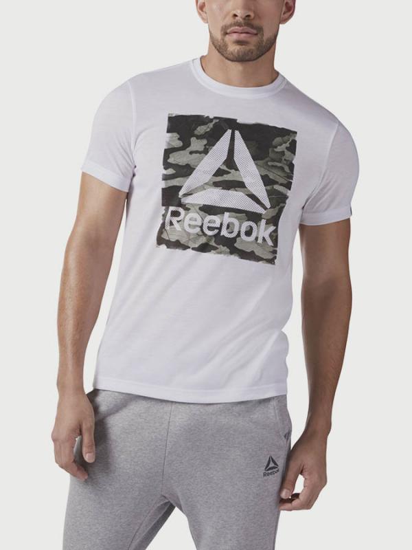 Tričko Reebok Camo Delta Speedwick Crew Bílá