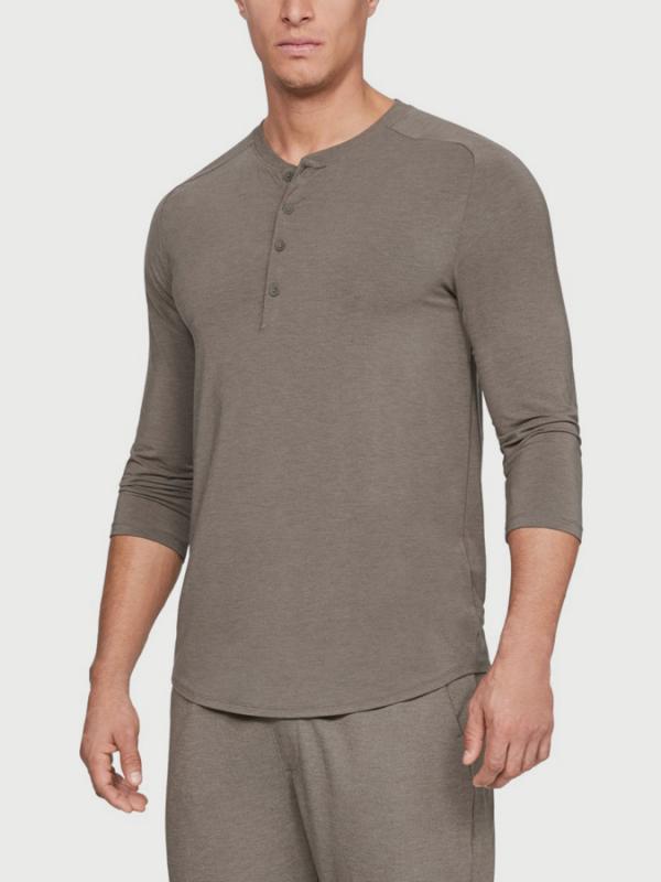 Tričko Under Armour Recovery Sleepwear Elite 3/4 Henley Hnědá