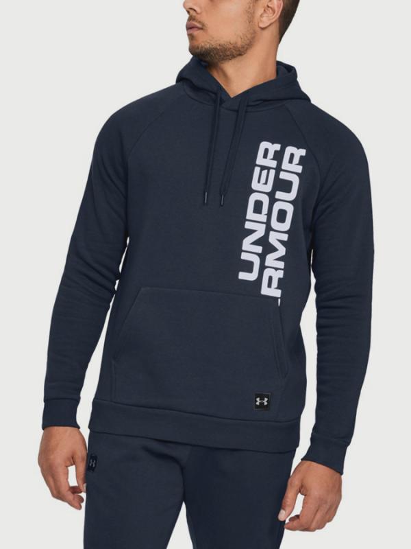 Mikina Under Armour Rival Fleece Script Hoody Modrá