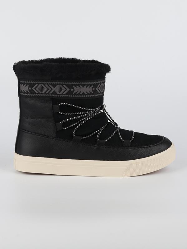 Boty Toms Black WR Leather/Suede/Faux Fur Černá