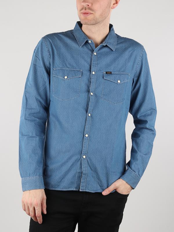 Košile Lee Ls Clean Western Medieval Blue Modrá