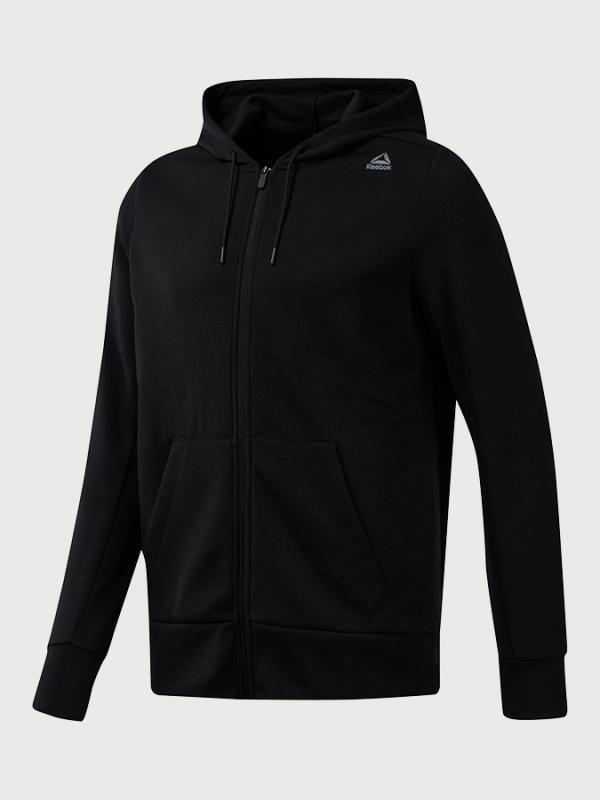 Mikina Reebok Wor Mel Dbl Kn Fz Hoodie Černá