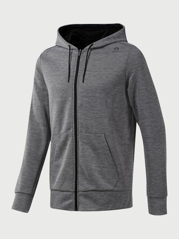 Mikina Reebok Wor Mel Dbl Kn Fz Hoodie Šedá