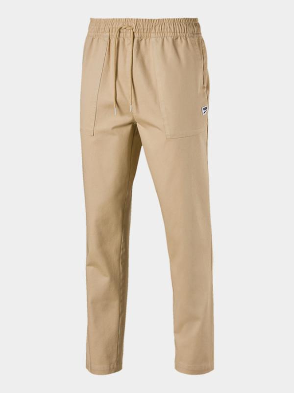 Tepláky Puma Downtown Twill Pants Taos Taupe Hnědá