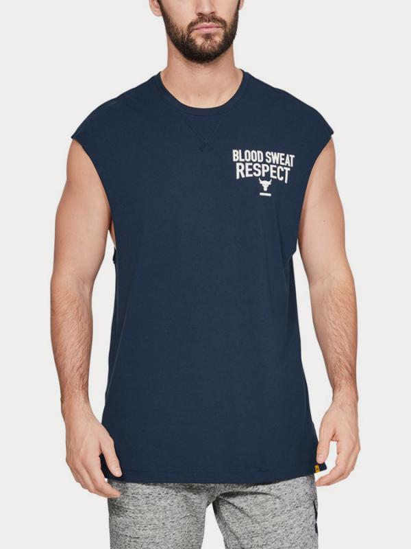 Tričko Under Armour Project Rock B.S.R. Cut-Off T Modrá